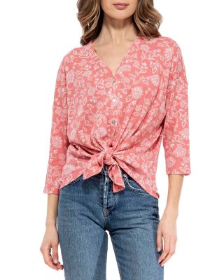 B Collection By Bobeau Printed Tie Hem Top | Bloomingdale's