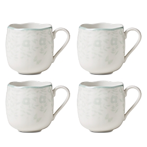 Lenox Butterfly Meadow Cottage Mugs, Set Of 4 In White/sage