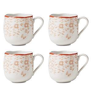 Shop Lenox Butterfly Meadow Cottage Mugs, Set Of 4 In White/saffron