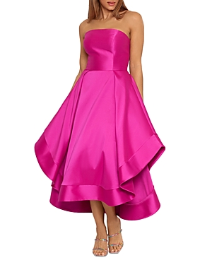 Aqua Mikado Strapless Midi Gown - 100% Exclusive In Fushia