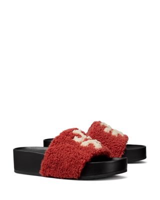 Tory 2024 Burch Double T Shearling Slides