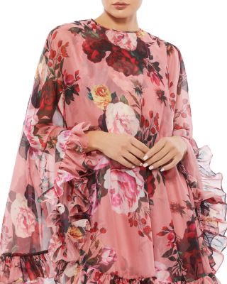 Ruffled Cape Overlay Dress