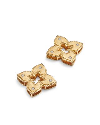 18K Yellow Gold Venetian Princess Diamond Stud Earrings
