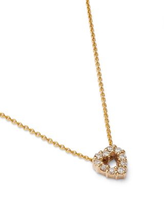 18K Yellow Gold Diamond Baby Heart Pendant Necklace, 16&amp;quot;-18&amp;quot;