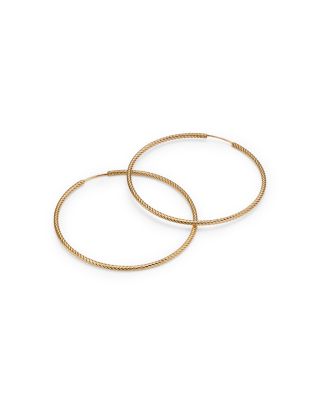 14K Yellow Gold Twisted Endless Hoop Earrings 