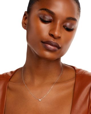  Diamond Bezel Set Pendant Necklace in 14K White Gold, .15 tcw 