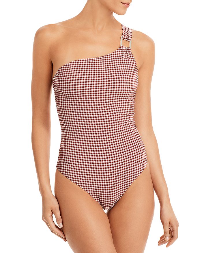 Onia Jenna Asymmetric Gingham One Piece Swimsuit Bloomingdale s