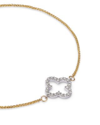 Diamond Clover Bolo Bracelet in 14K White & Yellow Gold, 0.20 tcw  
