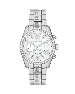 Michael Kors Women's Lexington Lux Chronograph Stainless Steel Bracelet Watch - Silver