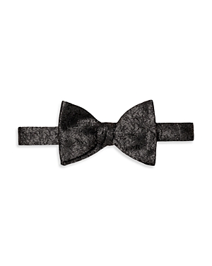 Shop Eton Black And Silver Floral Silk Ready Tied Bow Tie