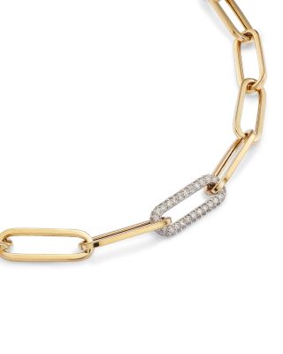 Diamond Paperclip Bracelet in 14K White & Yellow Gold, 0.70 tcw 