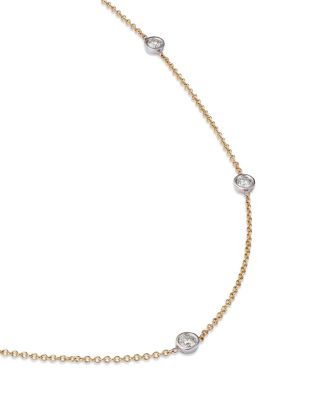 Diamond Station Necklace in 14K Yellow and White Gold, 0.60 tcw 