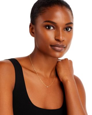 Diamond Bezel Solitare Necklace in 14K Gold, 0.05 tcw 