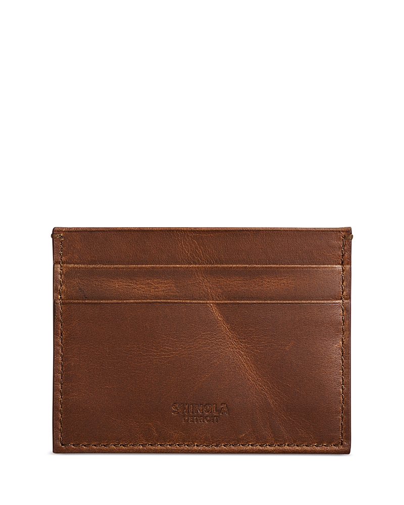 Shinola Navigator Leather Five Pocket Card Case In Medium Brown