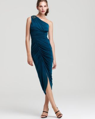 David Meister One Shoulder Dress