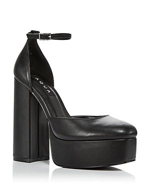 Aqua Women's Lisa Ankle Strap Platform Sandals - 100% Exclusive In Black Leather