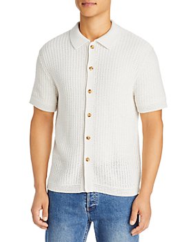 Vince - Crocheted Button Front Short Sleeve Shirt