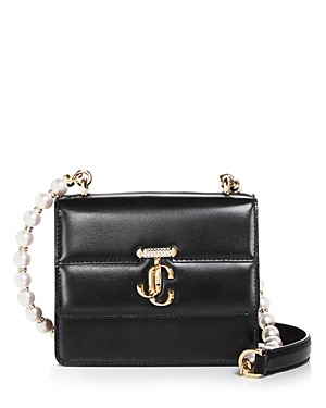 Shop Jimmy Choo Varenne Small Leather Shoulder Bag In Black/light Gold