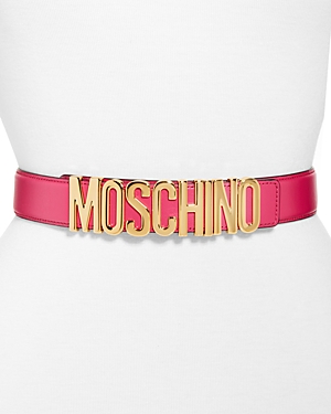 MOSCHINO WOMEN'S LOGO BUCKLE LEATHER BELT