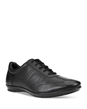 Shop Geox Men's Symbol Leather Oxfords In Black
