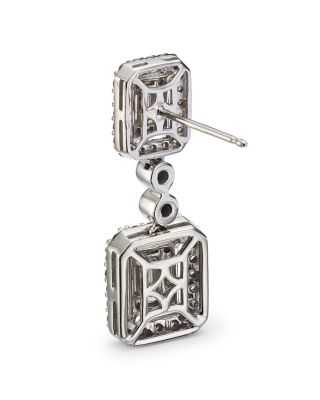 Diamond Mosaic Drop Earrings in 14K White Gold, 2.0 tcw 