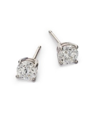 Colorless Certified Round Diamond Stud Earring in 18K White Gold, 0.75 tcw&nbsp;