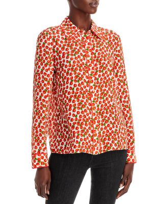 Alice+Olivia アリスアンドオリビア　シルク100% SILK シャツ Alice and Olivia Willa Silk Strawberry Print Shirt