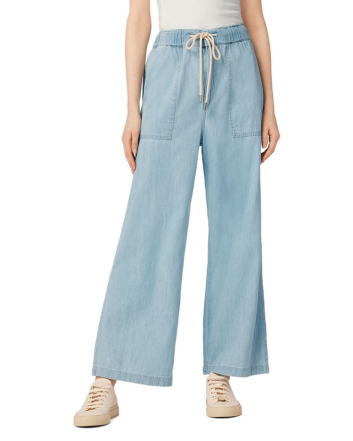 Drawstring Wide Leg Ankle Trousers Bloomingdales Women Clothing Jeans Wide Leg Jeans 