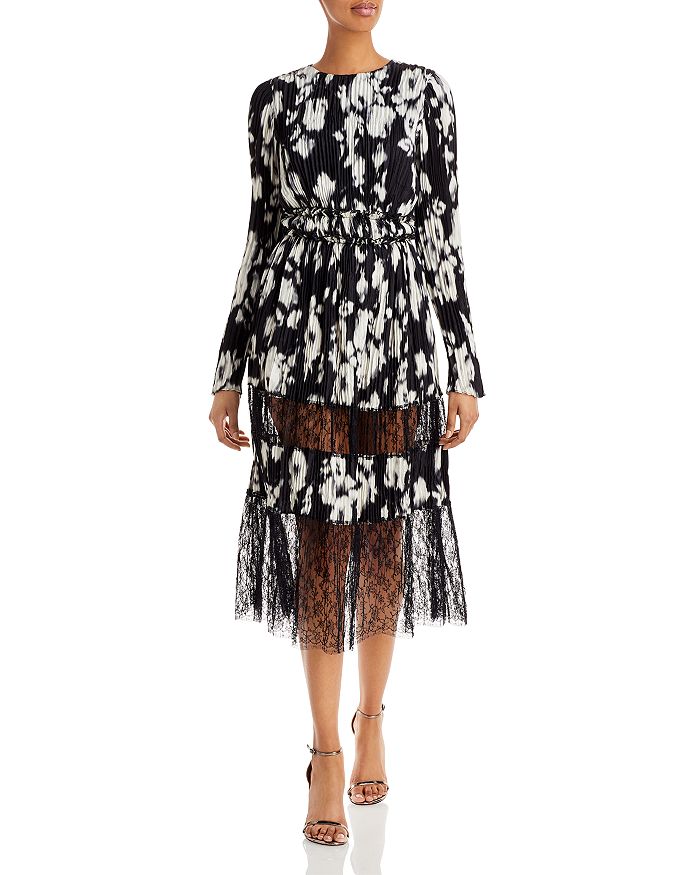 Jason Wu Pleated Print and Lace Dress | Bloomingdale's