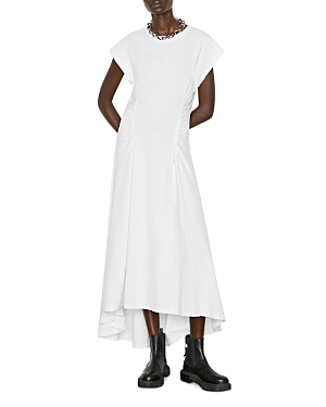 Frame Fitted Flare Organic Cotton Maxi Dress In Blanc