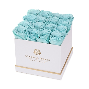 Eternal Roses 16 Rose Gift Box In White/blue
