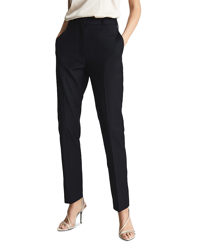 Reiss Navy Petite Wool Blend Tapered Suit Trousers In Navy