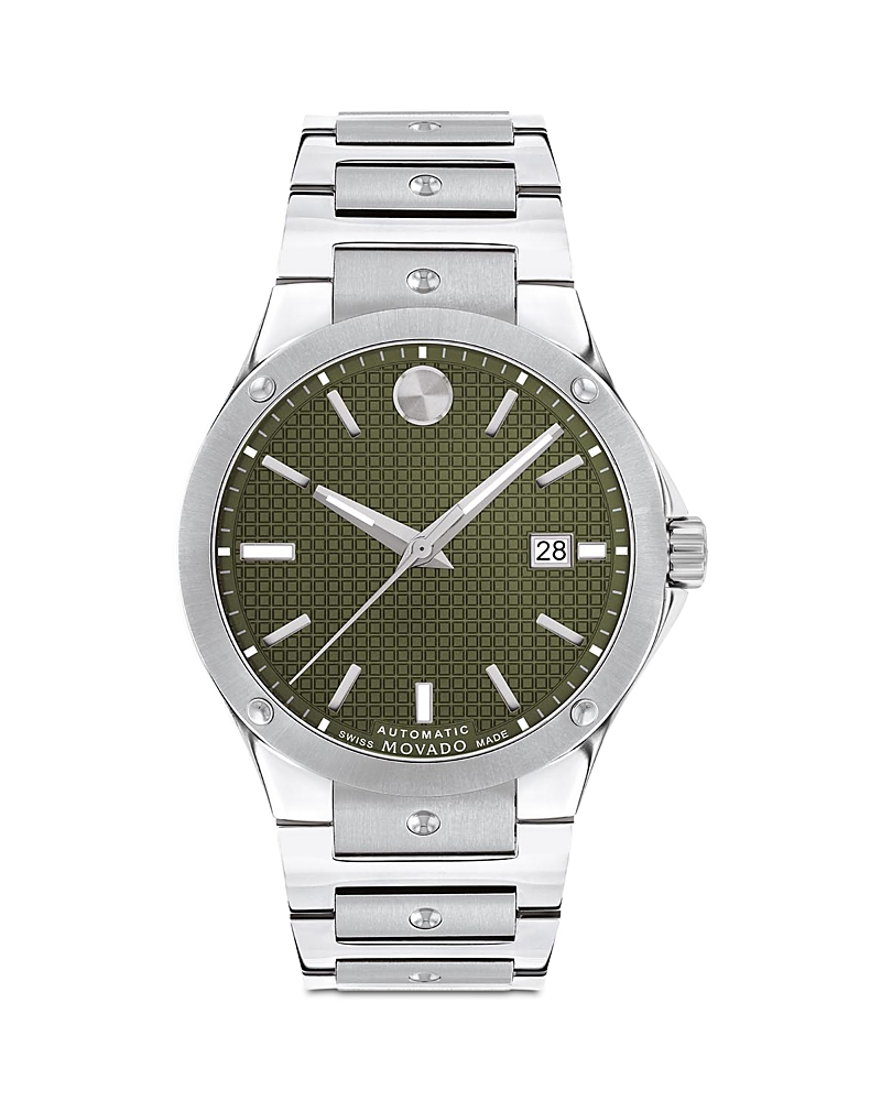Movado Men's Swiss Automatic S.e. Stainless Steel Bracelet Watch 41mm In Green/silver