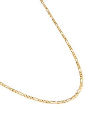 14K Yellow Gold Figaro Chain Necklace, 18" 