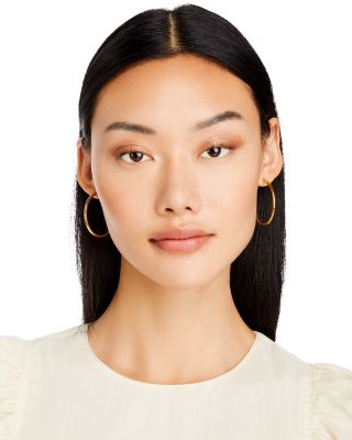 14K Yellow Gold Tube Hoop Earrings 