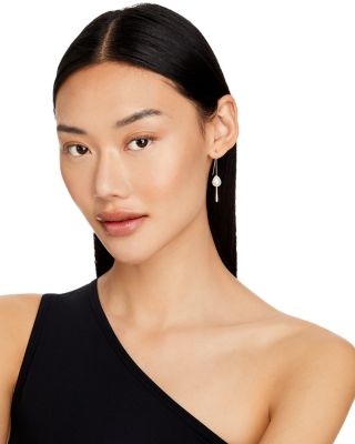 Sterling Silver and Cultured Freshwater Pearl Threader Earrings, 9mm 