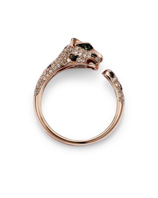 Diamond and Tsavorite Panther Ring in 14K Rose Gold&nbsp;- Exclusive