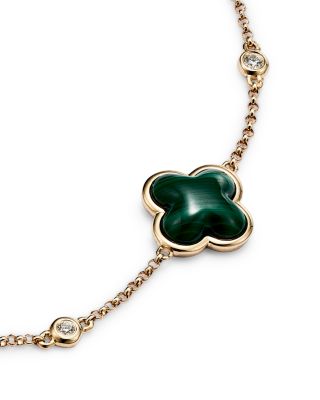 Malachite & Diamond Chain Bracelet in 14K Yellow Gold 