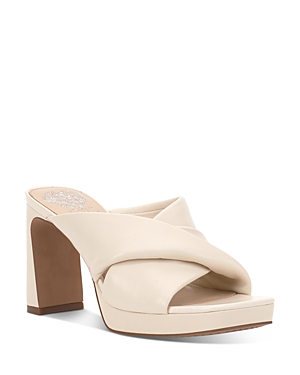 VINCE CAMUTO WOMEN'S ELMINDI SQUARE TOE CROSSOVER HIGH HEEL SANDALS