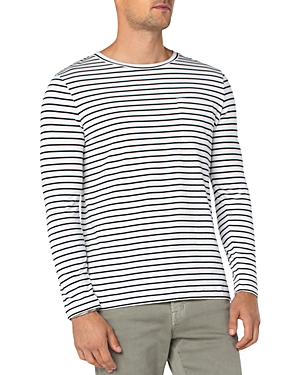 Shop Liverpool Los Angeles Striped Long Sleeve Tee In White Navy