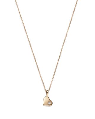 Diamond Heart Pendant Necklace in 14K Yellow Gold, 0.03 tcw 
