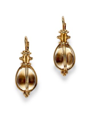 Temple St. Clair 18K Yellow Gold Oval Crystal Amulet Earrings