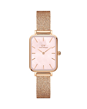 Daniel Wellington Quadro Pressed Melrose Watch In Pink/rose Gold