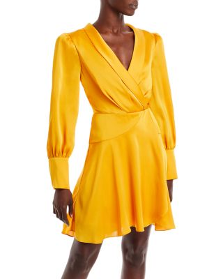 Bcbgmaxazria Liquid Satin Wrap Dress In Golden Yellow ModeSens