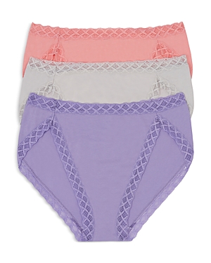 Natori Bliss French Cut Briefs 3 Pack Panty In Peach Pink/linen/violet