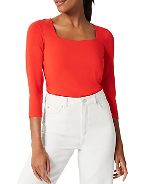 Hobbs London Debbie Square Neck Top In Coral Red