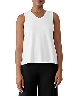 Eileen Fisher V Neck Tank Top In White