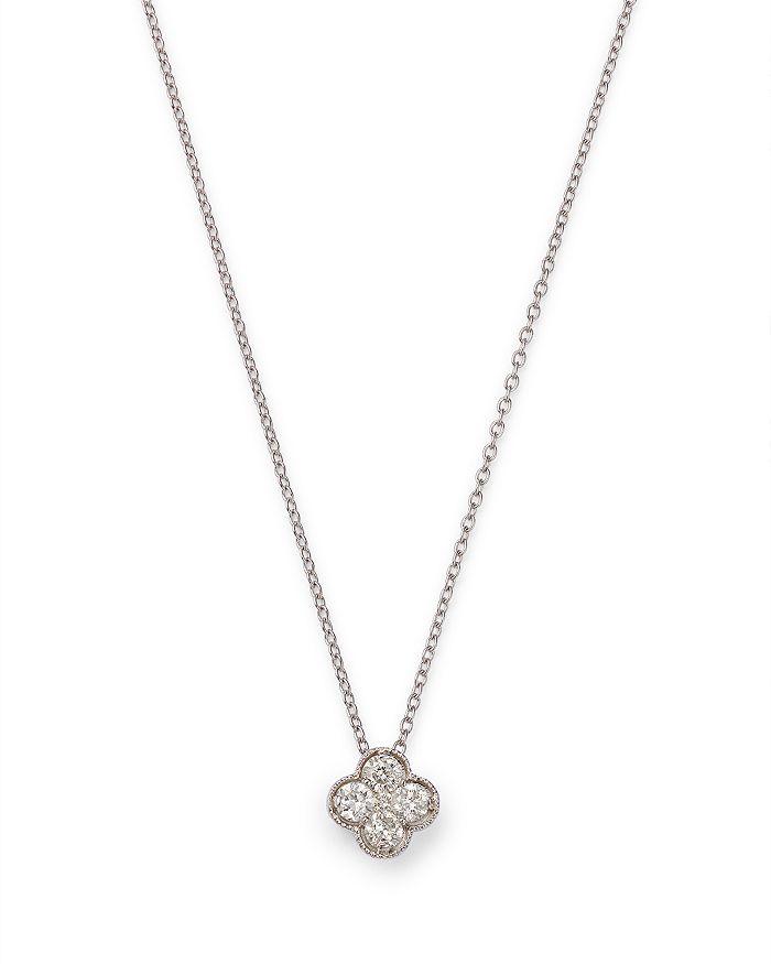 Bloomingdale's Diamond Clover Pendant Necklace in 14K White Gold, 0.25 ...
