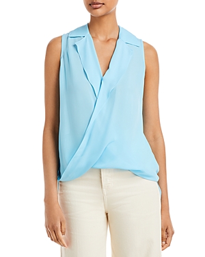 L Agence L'agence Gabriella Silk Faux-wrap Top In Baltic Sea