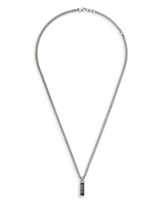 Sterling Silver Curb Chain Tag Pendant Necklace, 19.6"